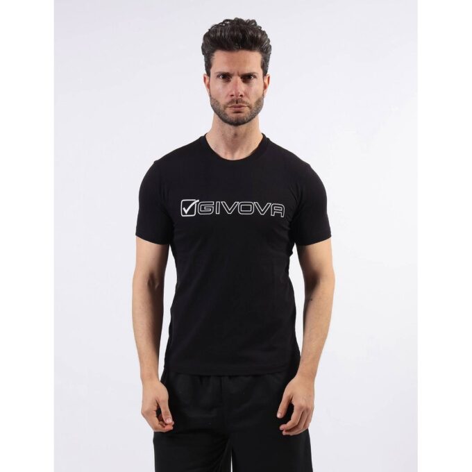 T-shirt manica corta in cotone con logo gommato